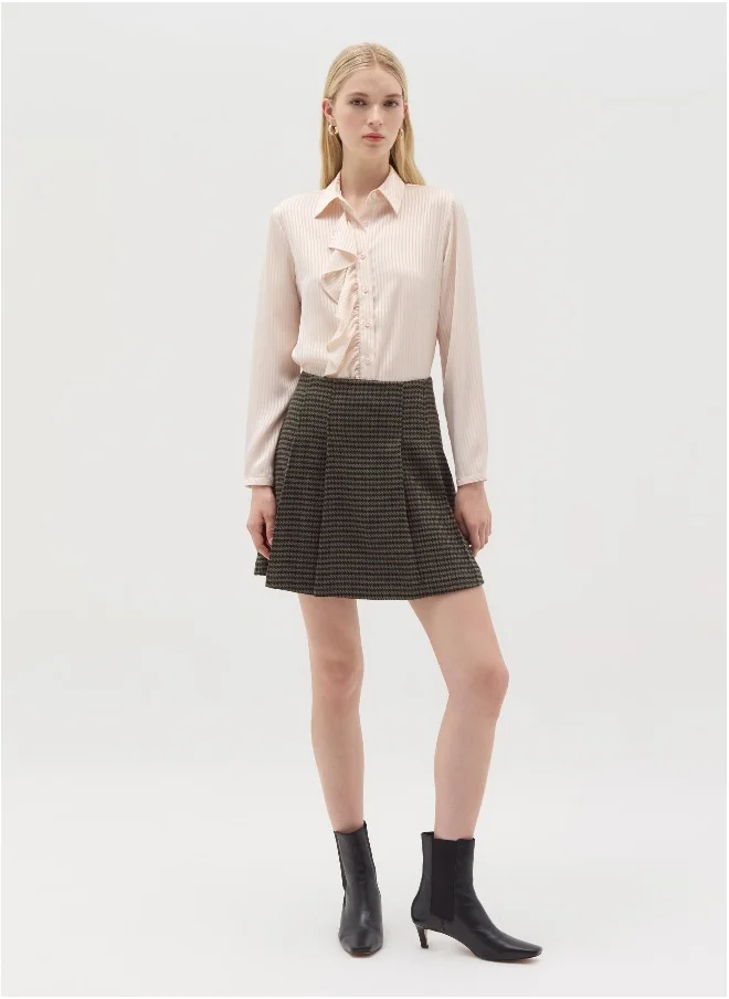 Ovs Satin shirt with stripes and flounce