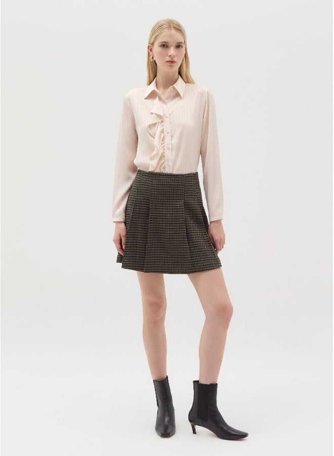 او في اس قميص ساتان مخطط بكشكش - Image 2