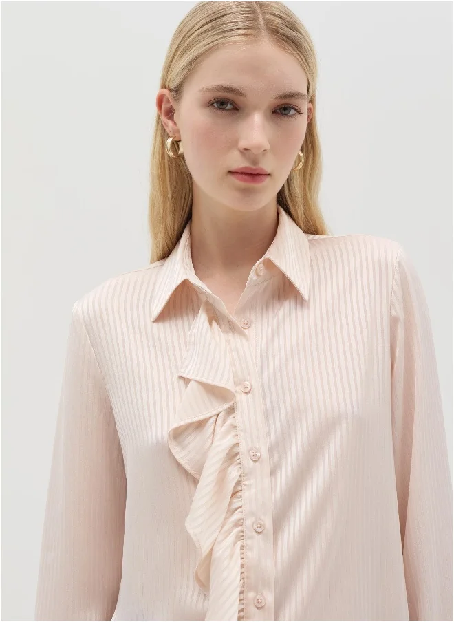 Ovs Satin shirt with stripes and flounce