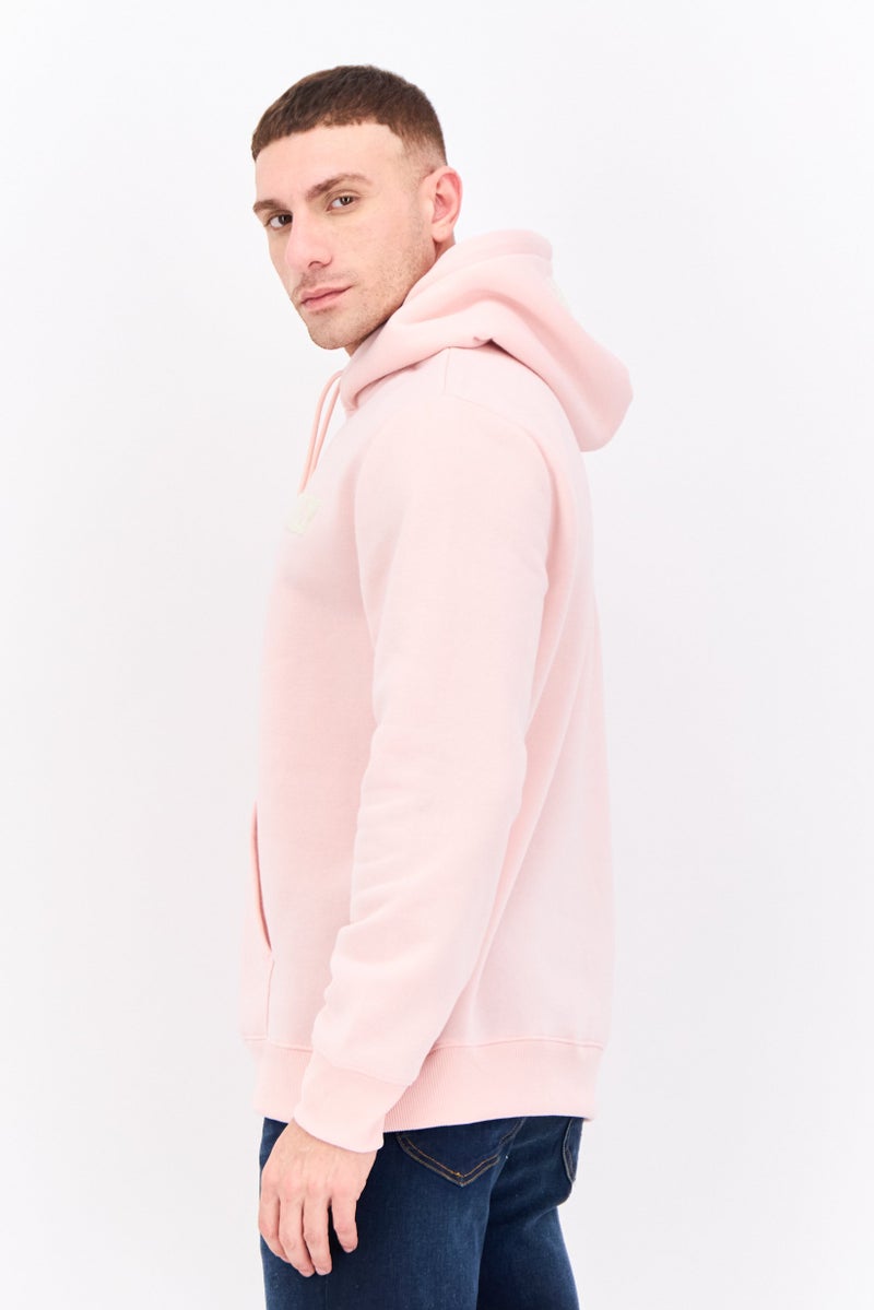 MEMBERS ONLY سويت شيرت طويل الأكمام بقلنسوة للرجال مع شعار مطرز، وردي - Image 2