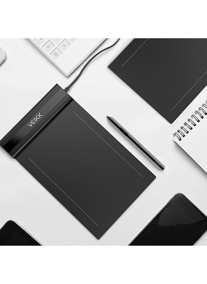 Veikk - S640 Graphics Drawing Tablet 6 x 4 Inch Active Area 8192 Levels Pressure Art Graphics Tablet with Battery-free Stylus 8 Pen Nibs Compatible with Windows Mac OS Android - Image 1