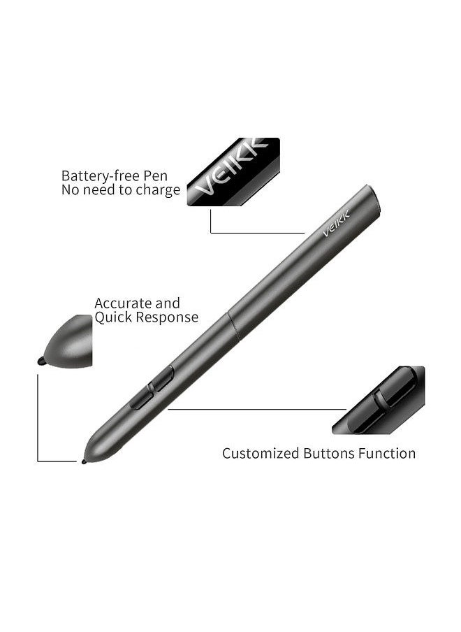Veikk - S640 Graphics Drawing Tablet 6 x 4 Inch Active Area 8192 Levels Pressure Art Graphics Tablet with Battery-free Stylus 8 Pen Nibs Compatible with Windows Mac OS Android - Image 1