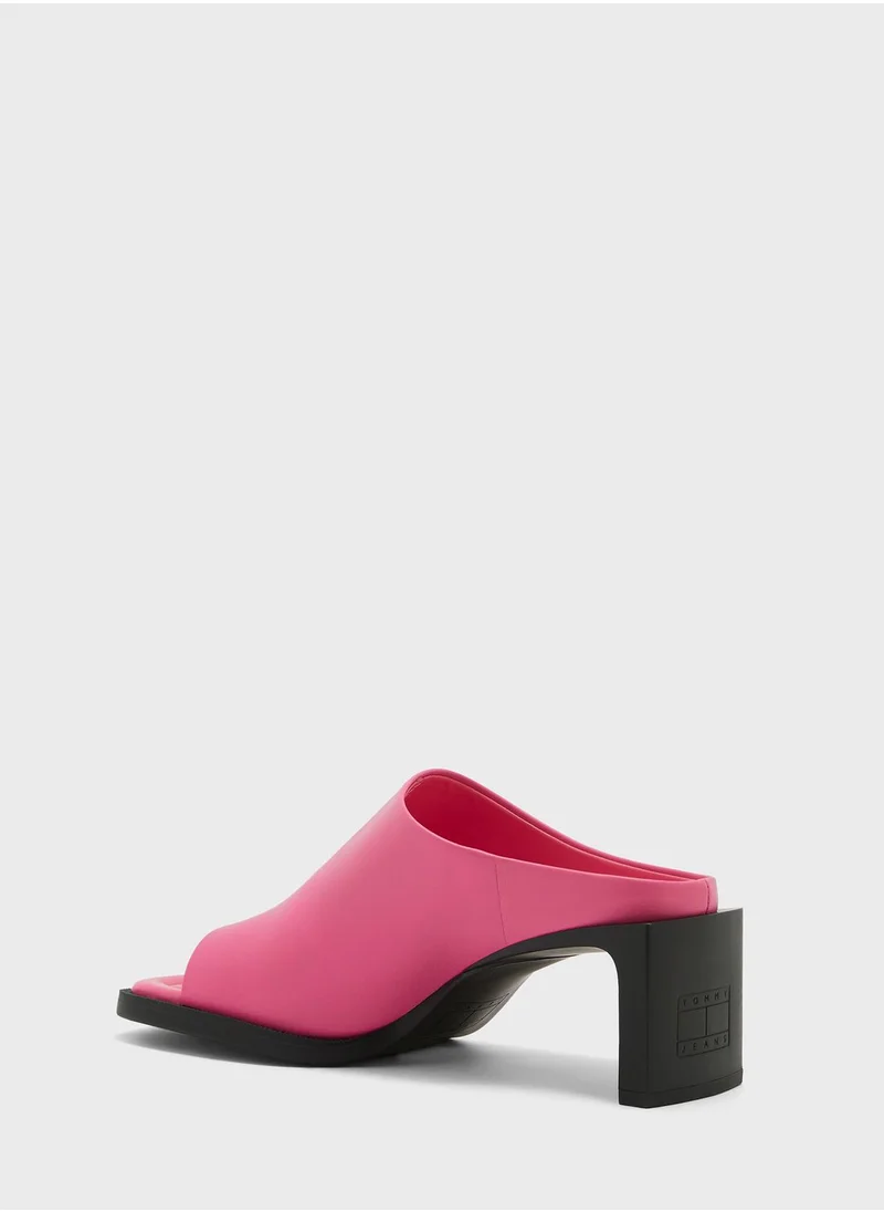 TOMMY JEANS Leather Open Toe Pumps