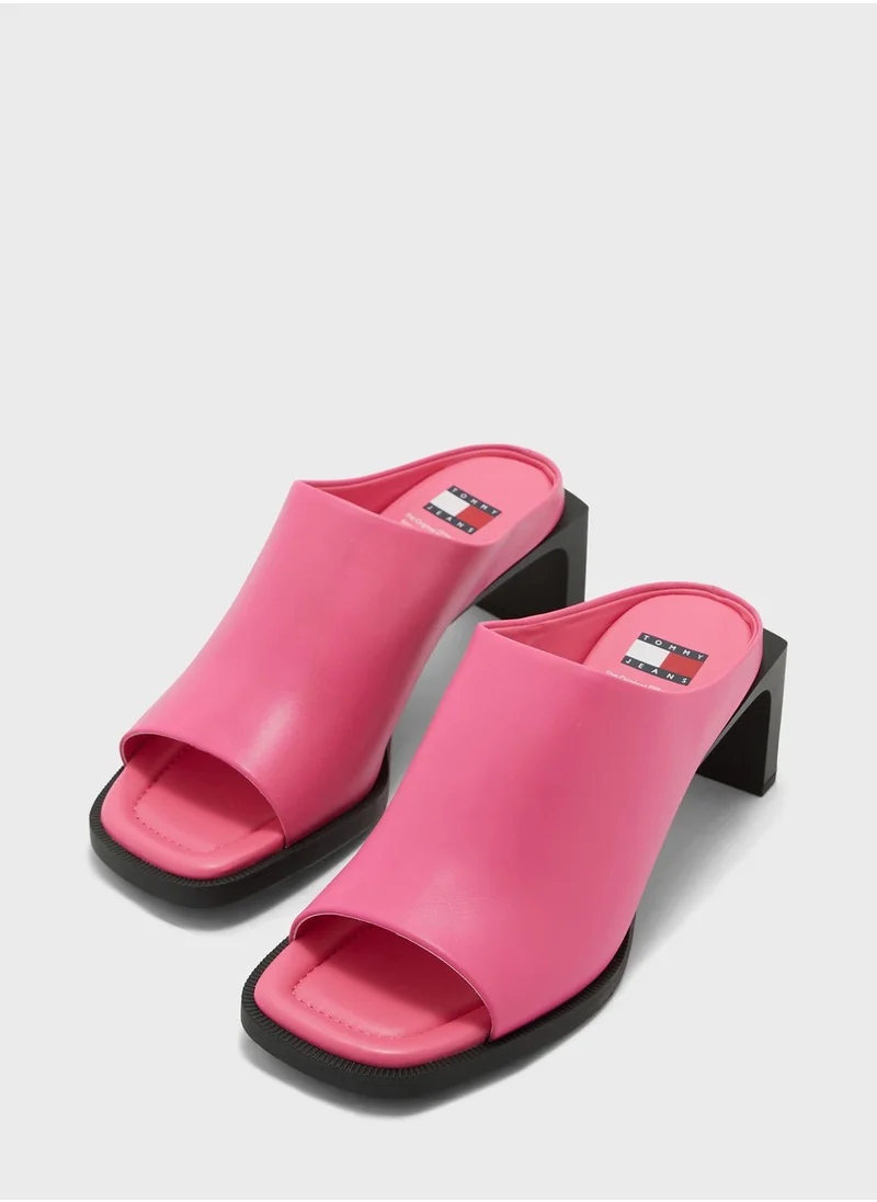 TOMMY JEANS Leather Open Toe Pumps