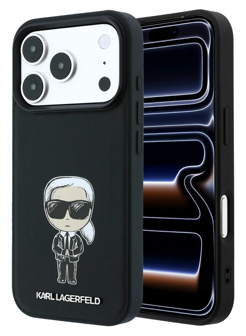 Karl Lagerfeld MagSafe Phone Case Smooth PU Leather Ikonik Sketch Hard Cover for iPhone