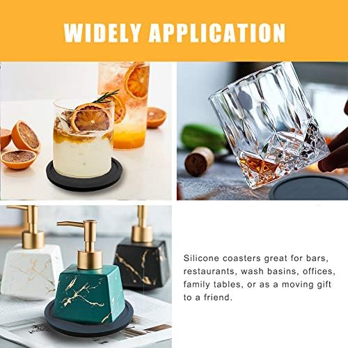 FANCY NOVA Silicone Drink Coasters Set of 4, Non-Slip Cup Coasters, Heat Resistant Cup Mate, Soft Coaster for Tabletope Protection, Furniture from Damage (Black) - Image 4