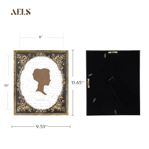 AELS 8x10 Inch Vintage Black Picture Frame Elegant Antique Photo Frames with Glass Front Photo Display Tabletop Wall Hanging Gift Ideas Gold and Black - Image 3