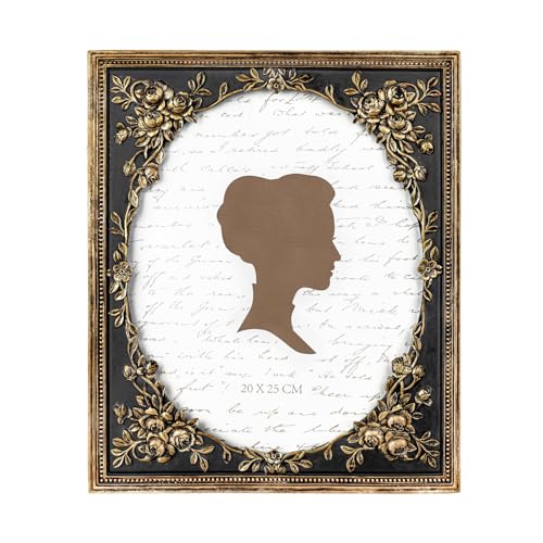 AELS 8x10 Inch Vintage Black Picture Frame Elegant Antique Photo Frames with Glass Front Photo Display Tabletop Wall Hanging Gift Ideas Gold and Black - Image 1