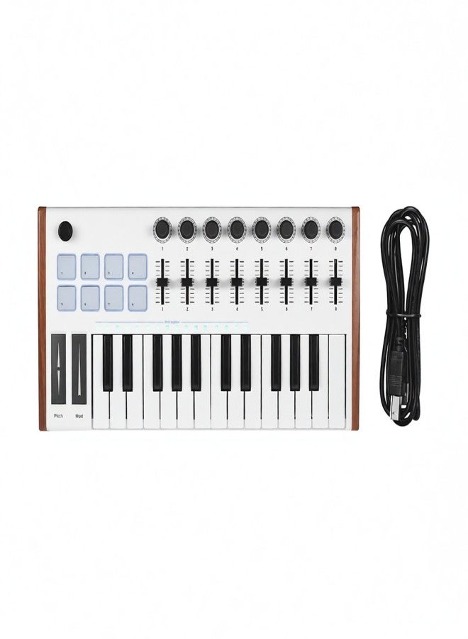 WORLDE TUNA MINI Ultra-Portable 25-Key USB MIDI Keyboard Controller 8 RGB Backlit Trigger Pads with 6.35mm Pedal Jack - Image 4