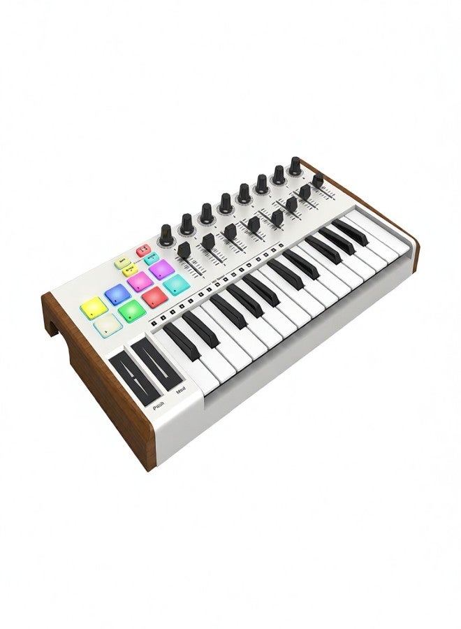 WORLDE TUNA MINI Ultra-Portable 25-Key USB MIDI Keyboard Controller 8 RGB Backlit Trigger Pads with 6.35mm Pedal Jack - Image 1