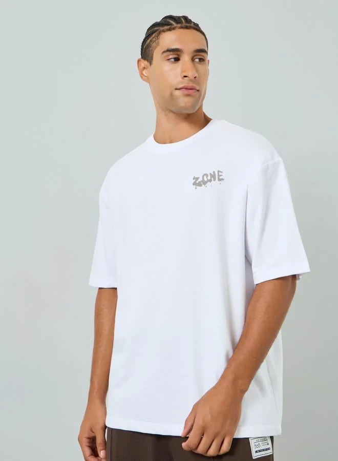 Styli Men White Oversized Graphic T-Shirt