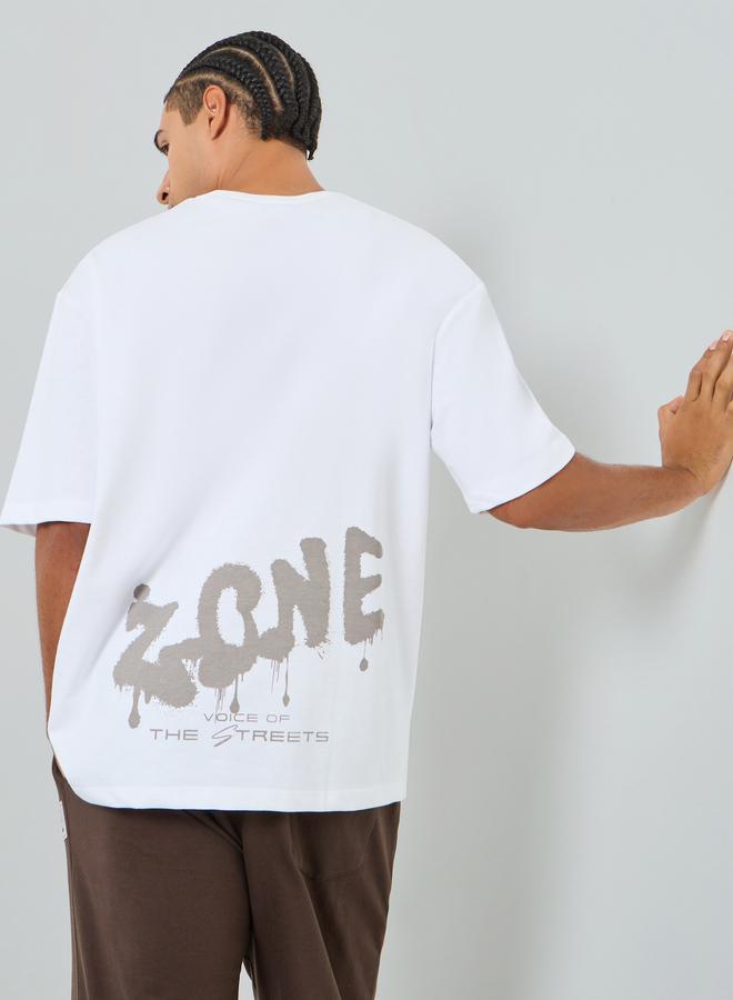 Styli Men White Oversized Graphic T-Shirt - Image 3