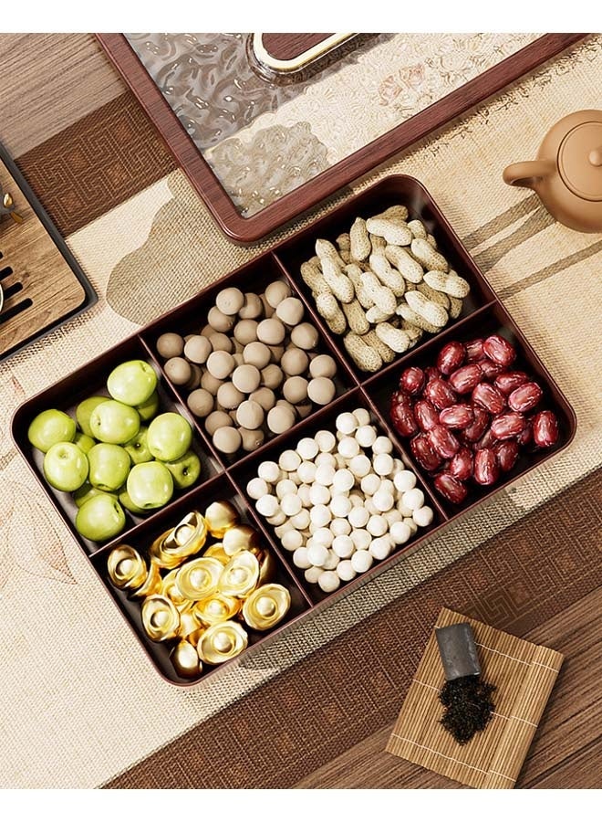 HaHaHai Walnut Brown 2 Wooden Serving Trays with Woven Placemats - Image 2