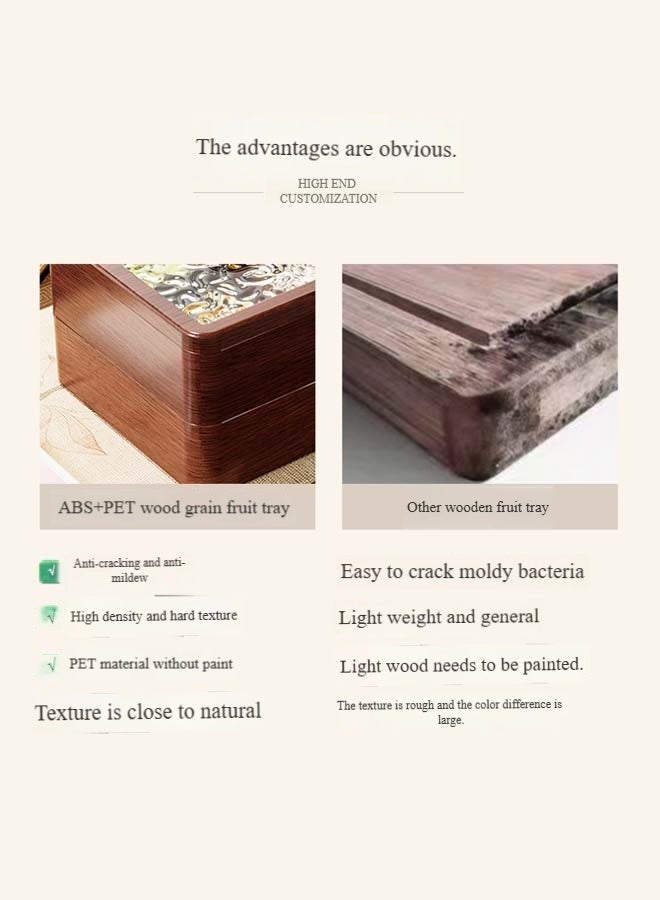 HaHaHai Walnut Brown 2 Wooden Serving Trays with Woven Placemats - Image 4