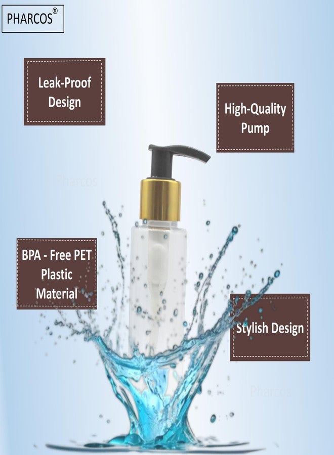 Pharcos 100ml Refillable Plastic Pump Bottle with Elegant Golden Black Dispenser Pump - Perfect for Lotions, Serums, Hair Oils, Body Gels, Shampoos, and More - Pack of 12 - Image 4
