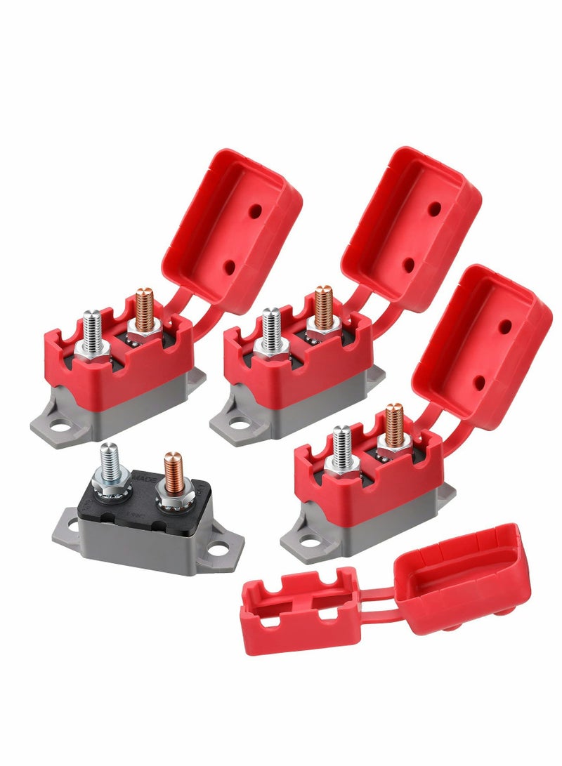 Circuit Breaker, 4 Pieces Dc 50A 12V - 24V Automatic Reset Circuit Breakers  with Cover Stud Bolt for Automotive and More - Image 1