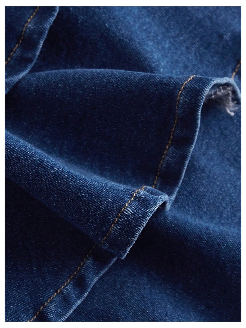 WDIRARA Women's Strapless Denim Mini Dress Bandeau Layered Ruffle A Line Bow Dresses - Image 4