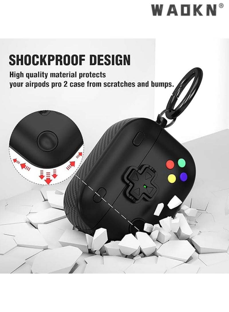 WAOKN Classic Game Player Design AirPods Pro 2nd Generation Case, Supports Wireless Charging, Portable Hard Shell Protective Cover, Secure Fit for AirPods Pro 2 Charging Case, Black, Durable and Stylish  - Image 3