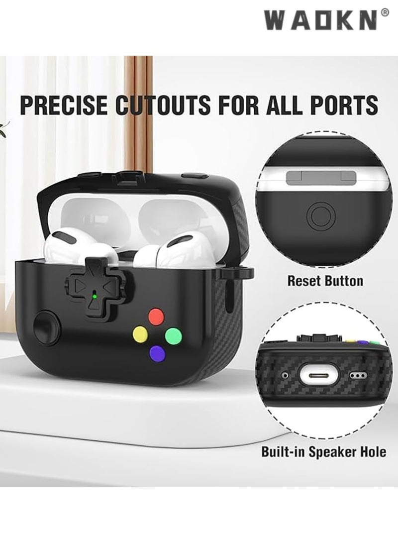 WAOKN Classic Game Player Design AirPods Pro 2nd Generation Case, Supports Wireless Charging, Portable Hard Shell Protective Cover, Secure Fit for AirPods Pro 2 Charging Case, Black, Durable and Stylish  - Image 4