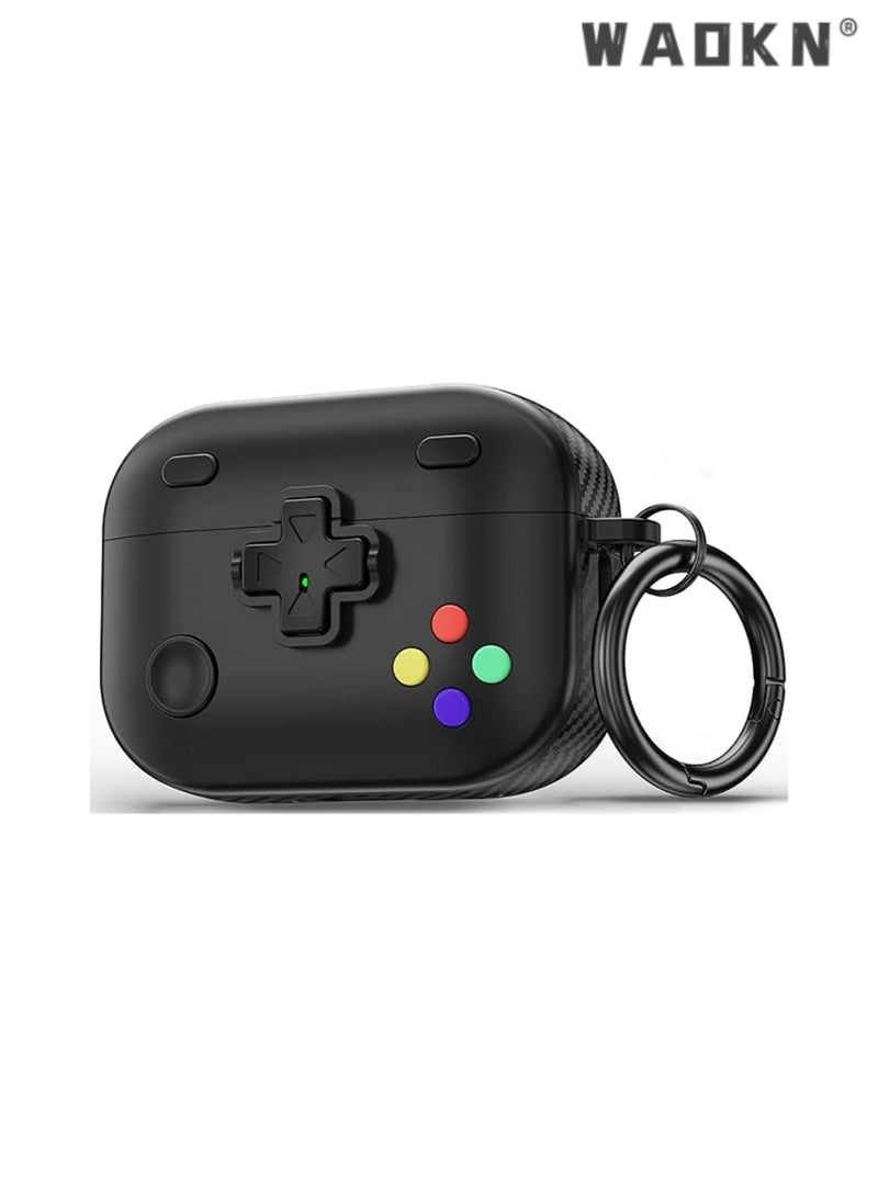 WAOKN Classic Game Player Design AirPods Pro 2nd Generation Case, Supports Wireless Charging, Portable Hard Shell Protective Cover, Secure Fit for AirPods Pro 2 Charging Case, Black, Durable and Stylish  - Image 1