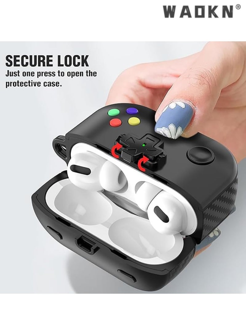 WAOKN Classic Game Player Design AirPods Pro 2nd Generation Case, Supports Wireless Charging, Portable Hard Shell Protective Cover, Secure Fit for AirPods Pro 2 Charging Case, Black, Durable and Stylish  - Image 5
