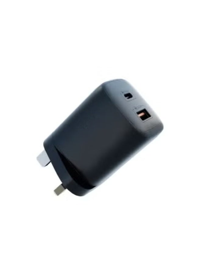 Onno شاحن GaN بقوة 45 واط بمنفذ USB-C، شاحن سريع ثنائي المنافذ (USB-C + USB-A) يدعم تقنيات الشحن السريع PD3.0/PPS/QC3.0، شاحن محمول صغير الحجم لأجهزة MacBook وiPhone وSamsung وأجهزة الكمبيوتر المحمولة وiPad وNintendo Switch وأنظمة iOS وAndroid وغيرها، متوافق مع المعايير البريطانية. - Image 1