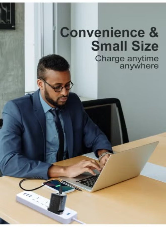 Onno شاحن GaN بقوة 45 واط بمنفذ USB-C، شاحن سريع ثنائي المنافذ (USB-C + USB-A) يدعم تقنيات الشحن السريع PD3.0/PPS/QC3.0، شاحن محمول صغير الحجم لأجهزة MacBook وiPhone وSamsung وأجهزة الكمبيوتر المحمولة وiPad وNintendo Switch وأنظمة iOS وAndroid وغيرها، متوافق مع المعايير البريطانية. - Image 4