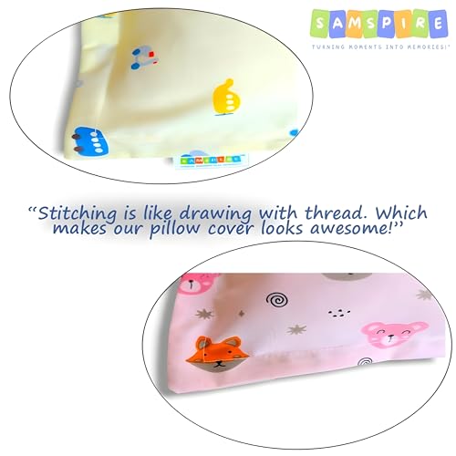 SAMSPIRE 100% Organic Cotton Kids Pillow Covers Only, Size 12X18 Inches, Suitable for Kids of 1 to 5 Year, Set of 2 (Pink-YLW-Kid-Cov) - Image 4