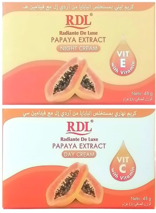 ار دي ال كريم ليلي بخلاصة البابايا مع فيتامين  إي 48 جرام & كريم نهاري بخلاصة البابايا مع فيتامين سي 48 جرام