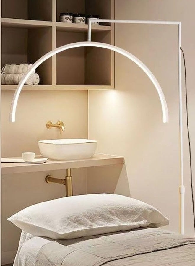 فاشون هوم مصباح رموش LED متعدد الأغراض، مصباح LED على شكل نصف قمر، قابل للتعديل، دوران 360 درجة، حامل قابل للتعديل، مصباح تجميل الرموش، مصباح أرضي للتجميل لتمديد الرموش، العناية بالبشرة، الحواجب، الوجه، صالون السبا، ديكور المنزل، ضوء 80-200 سم  - Image 3