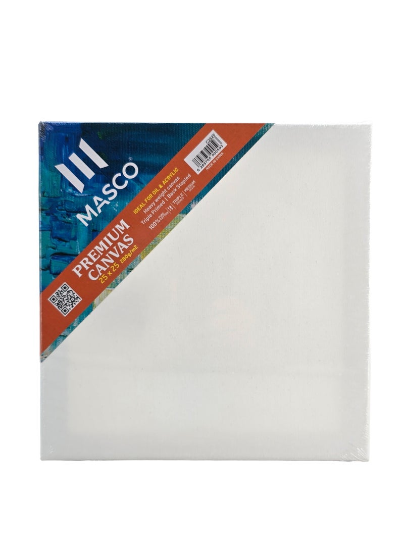 ماسكو لوحة قماش فنية فاخرة 25×25 سم، قطن 100٪ بإطار خشبي، لون أبيض - Image 2