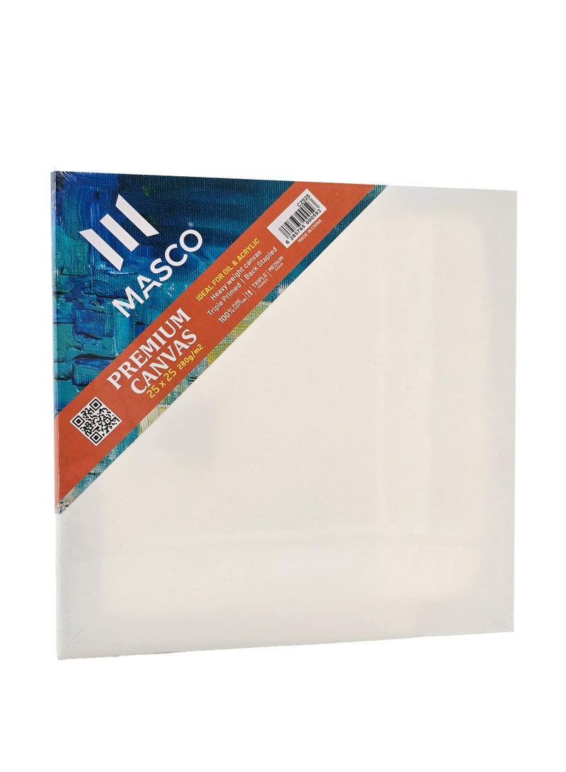 ماسكو لوحة قماش فنية فاخرة 25×25 سم، قطن 100٪ بإطار خشبي، لون أبيض - Image 1
