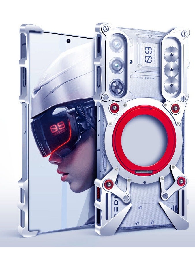 عام غطاء معدني متوافق مع زد تي إي نوبيا ريد ماجيك 10 برو بلس / 10 برو - سبائك ألومنيوم مع حامل حلقي، تصميم هيكلي ميكانيكي مجوف بدون حواف واقي - Image 1