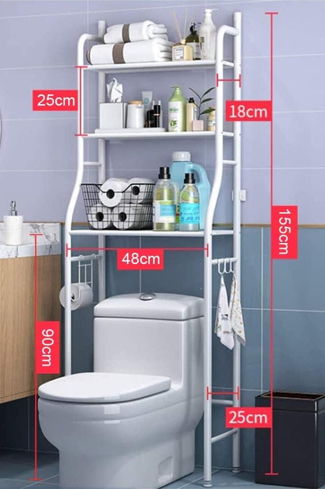 F Organizer for storing towels in the toilet and bathroom, with 3 shelves, white, 50 x 25 x 160 cm - Image 1