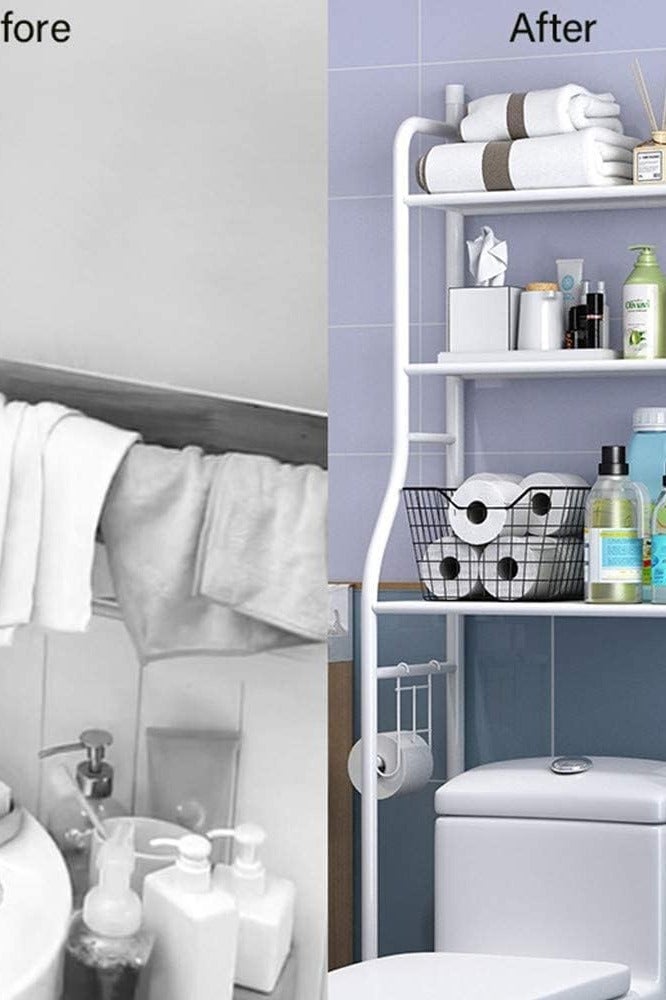 F Organizer for storing towels in the toilet and bathroom, with 3 shelves, white, 50 x 25 x 160 cm - Image 2