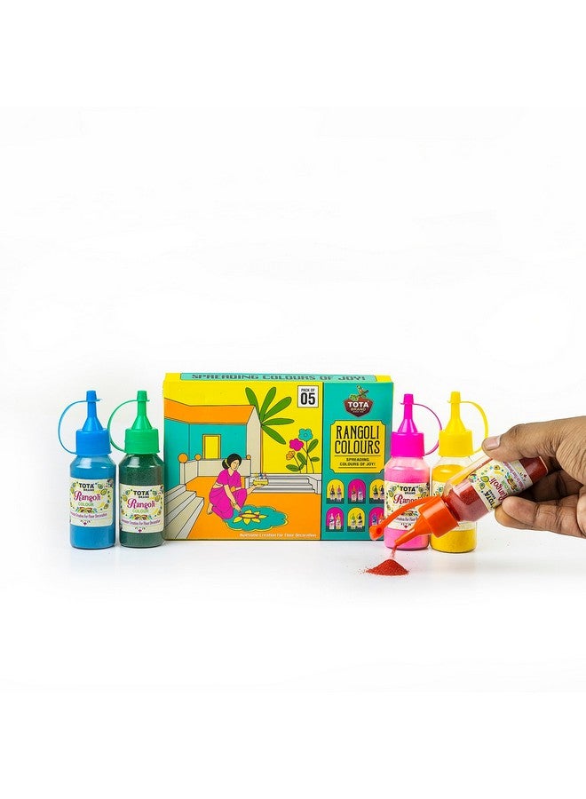 TOTA زجاجات مسحوق ألوان الرانغولي TOTA 5 - عنصر ديكور ديوالي ألوان فن الرانغولي للأرض | مسحوق ألوان الرانغولي للنافاراتري أونام بونغال بوجا ماندير - 5 زجاجات لصنع الرانغولي - Image 3