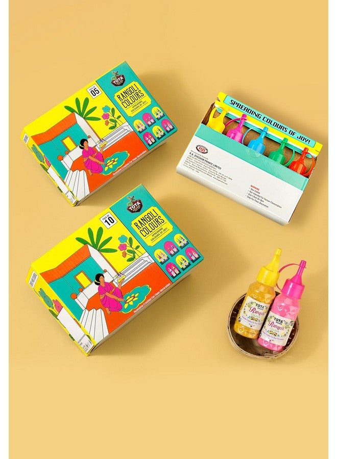 TOTA زجاجات مسحوق ألوان الرانغولي TOTA 5 - عنصر ديكور ديوالي ألوان فن الرانغولي للأرض | مسحوق ألوان الرانغولي للنافاراتري أونام بونغال بوجا ماندير - 5 زجاجات لصنع الرانغولي - Image 5