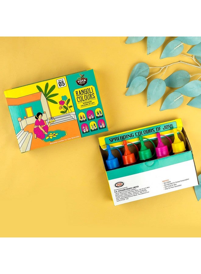 TOTA زجاجات مسحوق ألوان الرانغولي TOTA 5 - عنصر ديكور ديوالي ألوان فن الرانغولي للأرض | مسحوق ألوان الرانغولي للنافاراتري أونام بونغال بوجا ماندير - 5 زجاجات لصنع الرانغولي - Image 2
