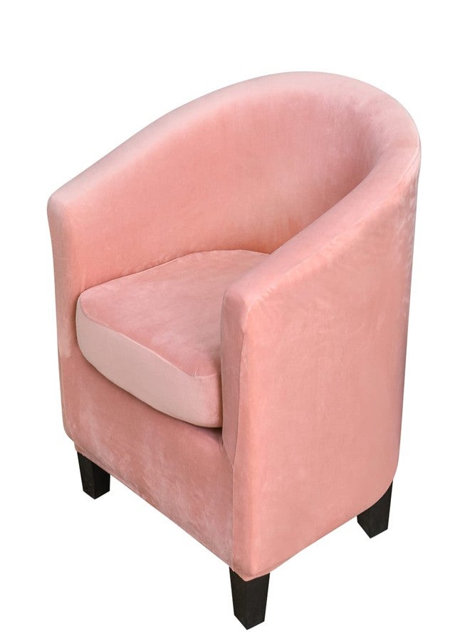 MIFXIN 2 Piece Velvet Tub Chair Covers with Cushion Cover Stretch Soft Removable Tub Chair Slipcovers Armchair Sofa Couch Furniture Protector Cover for Living Room Club Hotel (Pink) - Image 1