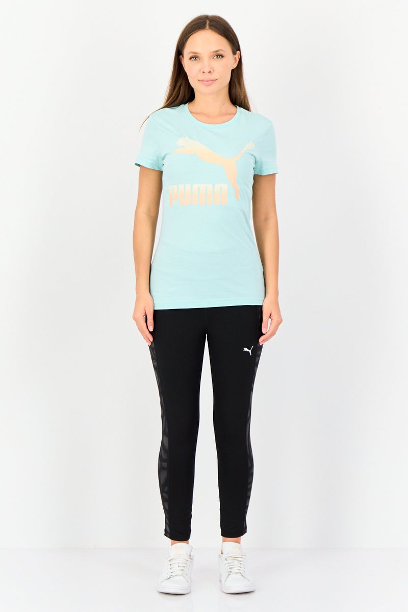 PUMA تي شيرت نسائي بقصة عادية بأكمام قصيرة، تركواز فاتح - Image 4