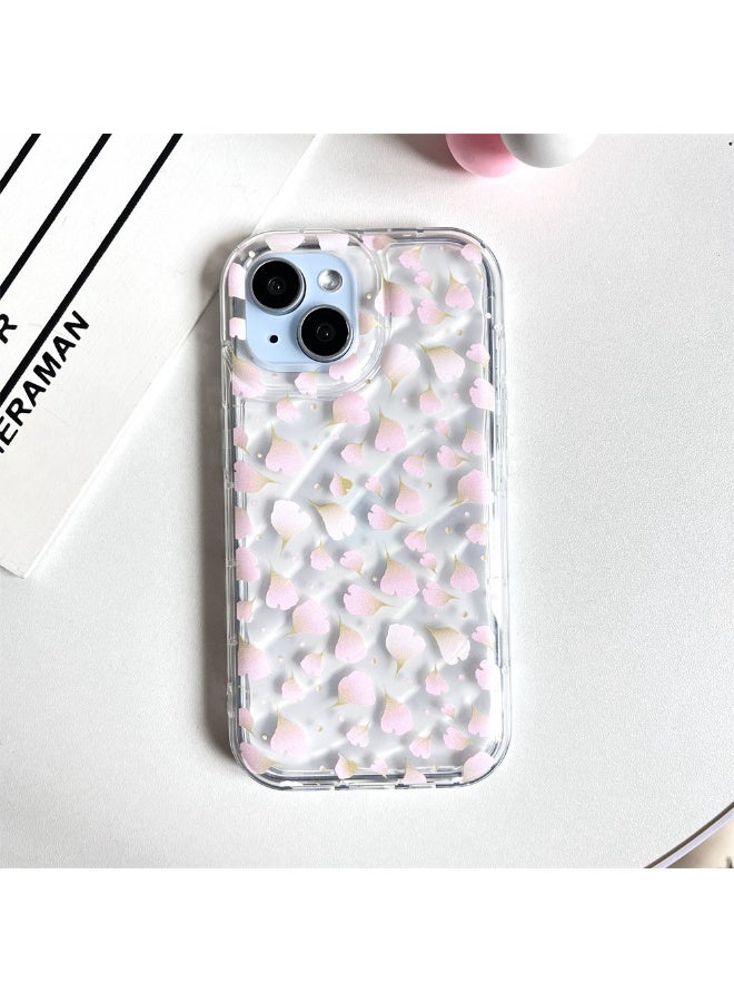 NIBEMINENT Pink Petals For Anti Falling Airbags Protective TPU Case Cover For iPhone 15 Pro Clear - Image 2