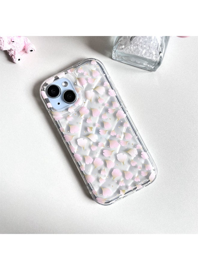 NIBEMINENT Pink Petals For Anti Falling Airbags Protective TPU Case Cover For iPhone 15 Pro Clear - Image 1