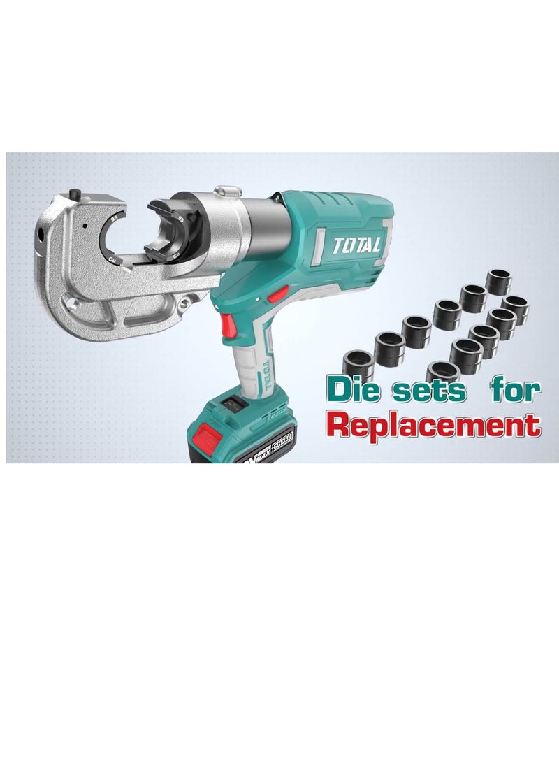 TOTAL Total 20V Cordless Hydraulic Crimping Tool 16–400mm² – 120KN Force, LED Display, 2×5.0Ah Batteries & 4A Charger – Lithium-Ion Crimper for Electrical Cable Lug Termination – Plastic Box Included  - Image 2