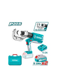 TOTAL Total 20V Cordless Hydraulic Crimping Tool 16–400mm² – 120KN Force, LED Display, 2×5.0Ah Batteries & 4A Charger – Lithium-Ion Crimper for Electrical Cable Lug Termination – Plastic Box Included  - Image 1