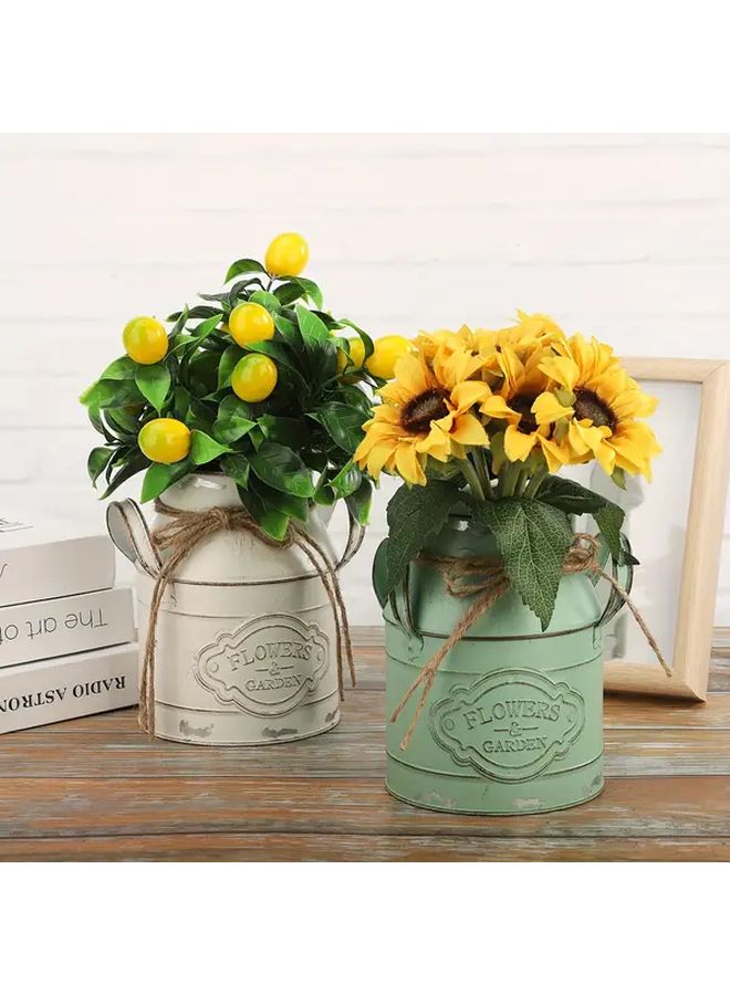 Green Metal European Style Vase For Home Living Room Office Decorative Retro - Image 1