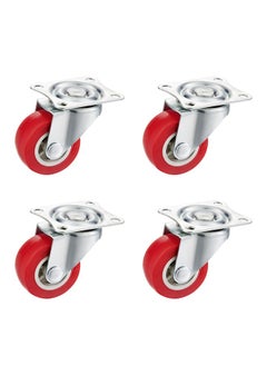 BMB tools Rubber Caster Wheel-4 Piece 40mm Red- Plate Casters with Ball Bearing Design and Swivel Movement for Non-Marking Smooth Rolling for Furniture Office Chairs Trolleys Workbenches and Equipment  - Image 1