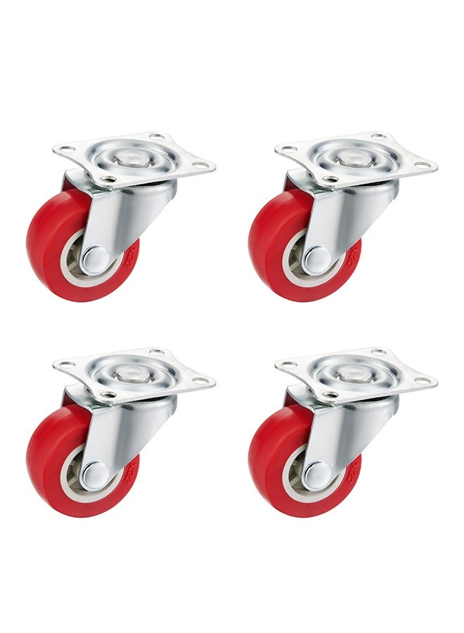BMB tools Rubber Caster Wheel-4 Piece 40mm Red- Plate Casters with Ball Bearing Design and Swivel Movement for Non-Marking Smooth Rolling for Furniture Office Chairs Trolleys Workbenches and Equipment - Image 1
