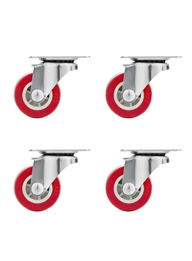 BMB tools Rubber Caster Wheel-4 Piece 40mm Red- Plate Casters with Ball Bearing Design and Swivel Movement for Non-Marking Smooth Rolling for Furniture Office Chairs Trolleys Workbenches and Equipment - Image 2