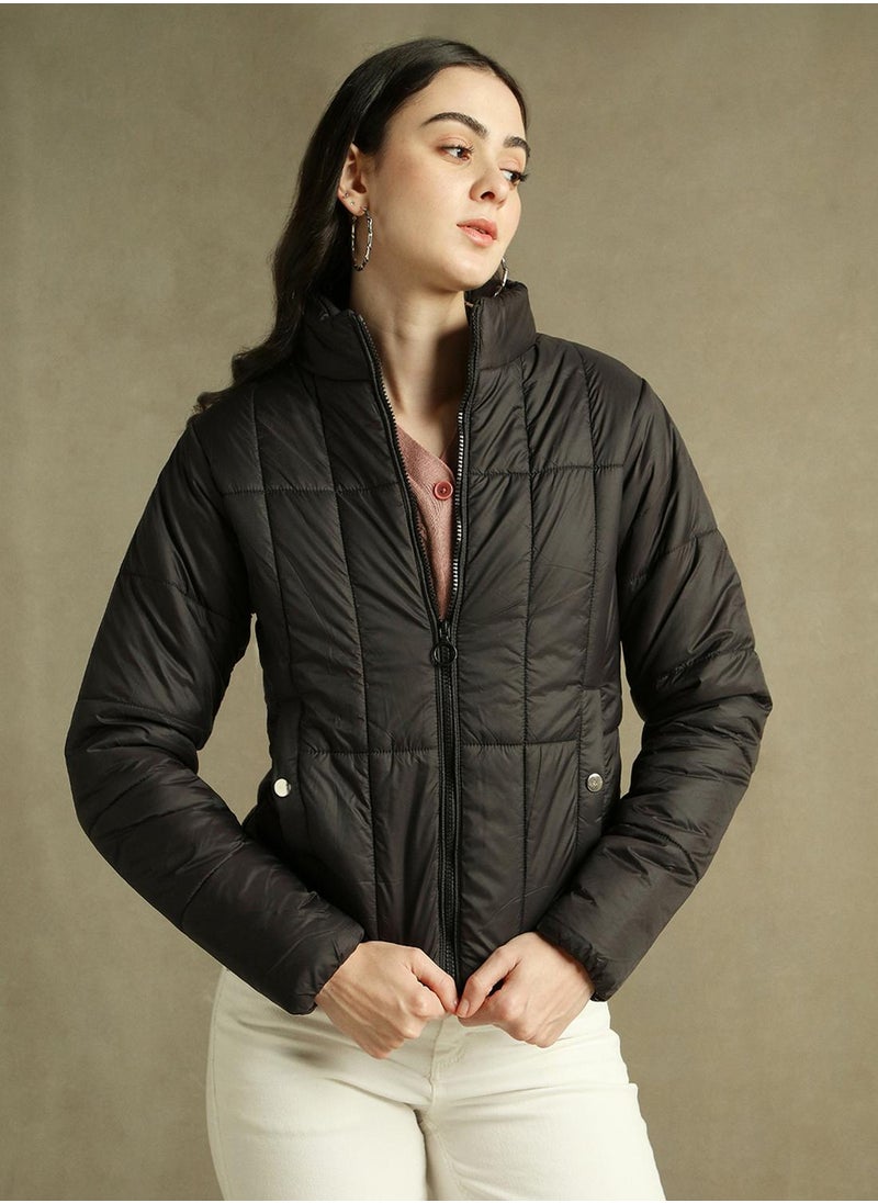 Dennis Lingo Women's Black 100% Polyester Solid Regular Fit Jacket  - Image 1