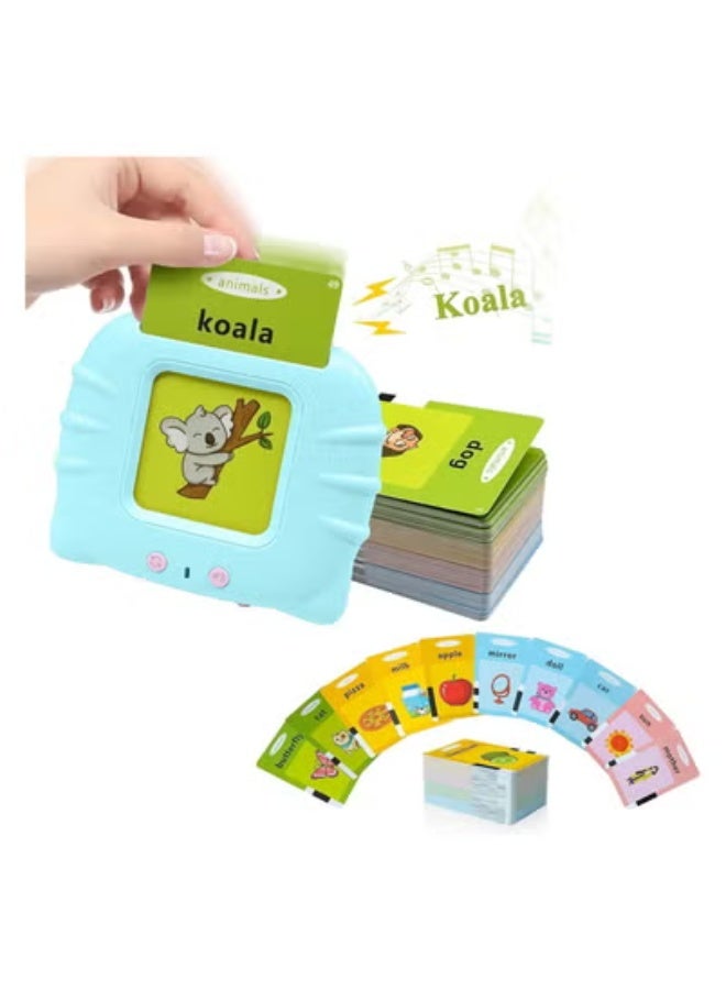 Interactive Flash Cards for Toddlers – 224 Words Learning Toy with Electronic Voice Reader, Educational Preschool Learning Resource for 2 3 4 Year Old Boys and Girls – Speech Therapy, Vocabulary Builder, Blue Color (Model: BLUE 03)  - Image 1